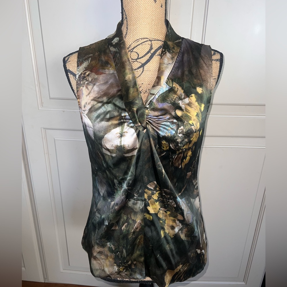 Elie Tahari Sydney Emerald City Silk Blouse small new with tags